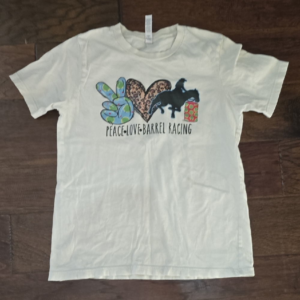 Peace Love Barrel Racing Kids Shirt